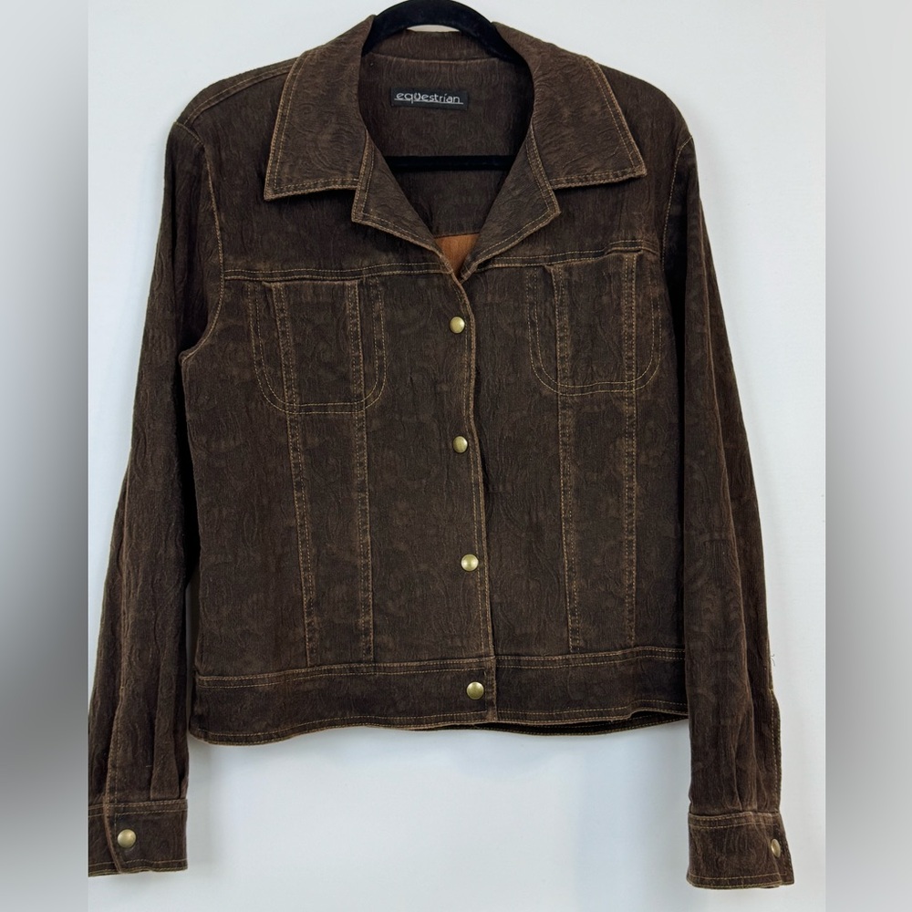 Equestrian 
Brown Women's Button-Front Jacket - Picture 5 of 16